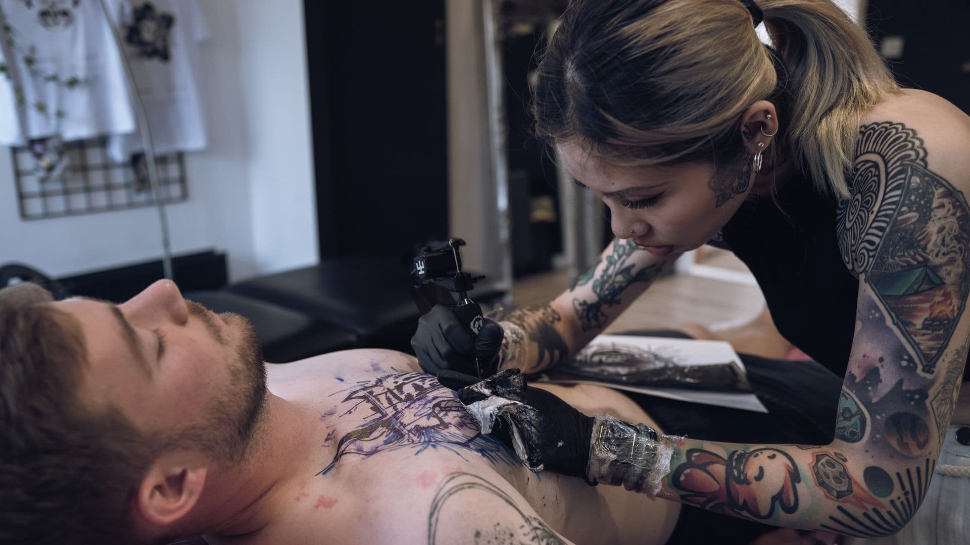 Chapta tattoo, Sketchy black and grey works
